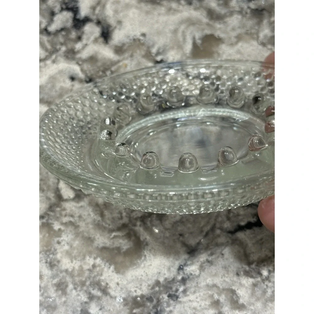 Vintage Round Clear Glass Hobnail Ashtray or Trinket Jewelry Holder 5